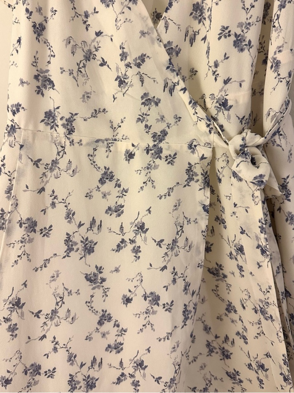 Reformation Ellwood Wrap Dress - White/Blue Small - Picture 8 of 8